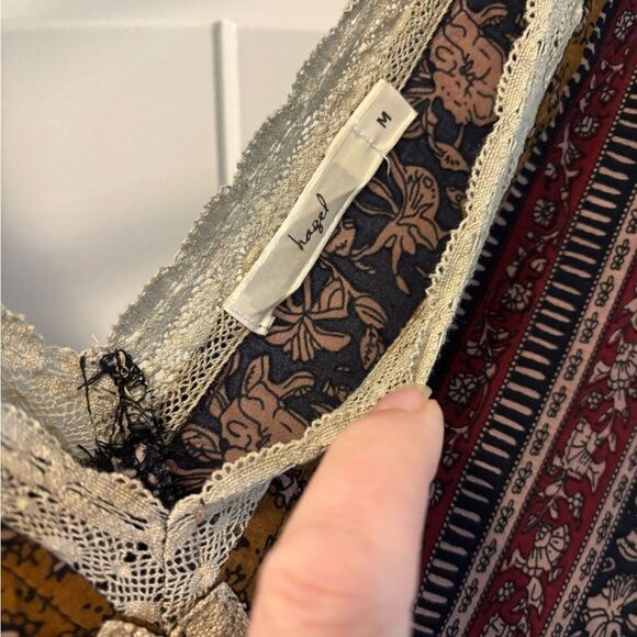 Hazel Anthropologie Bohemian Multicolor V-Neck Top Size Medium - Picture 2 of 3